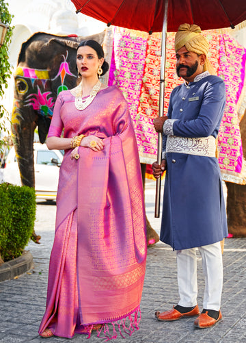 Royal Purple wine Woven Kanjivaram Saree
