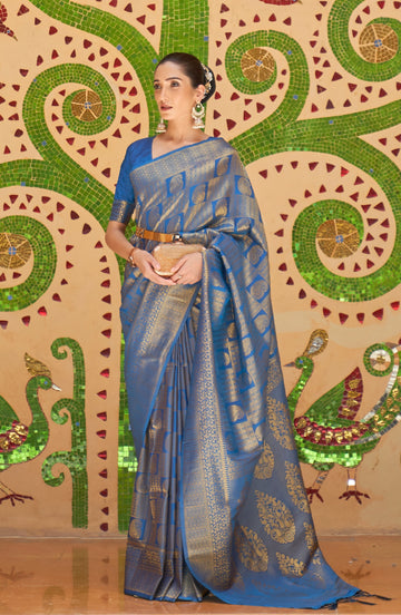 Royal Blue Woven Kanjivaram Saree