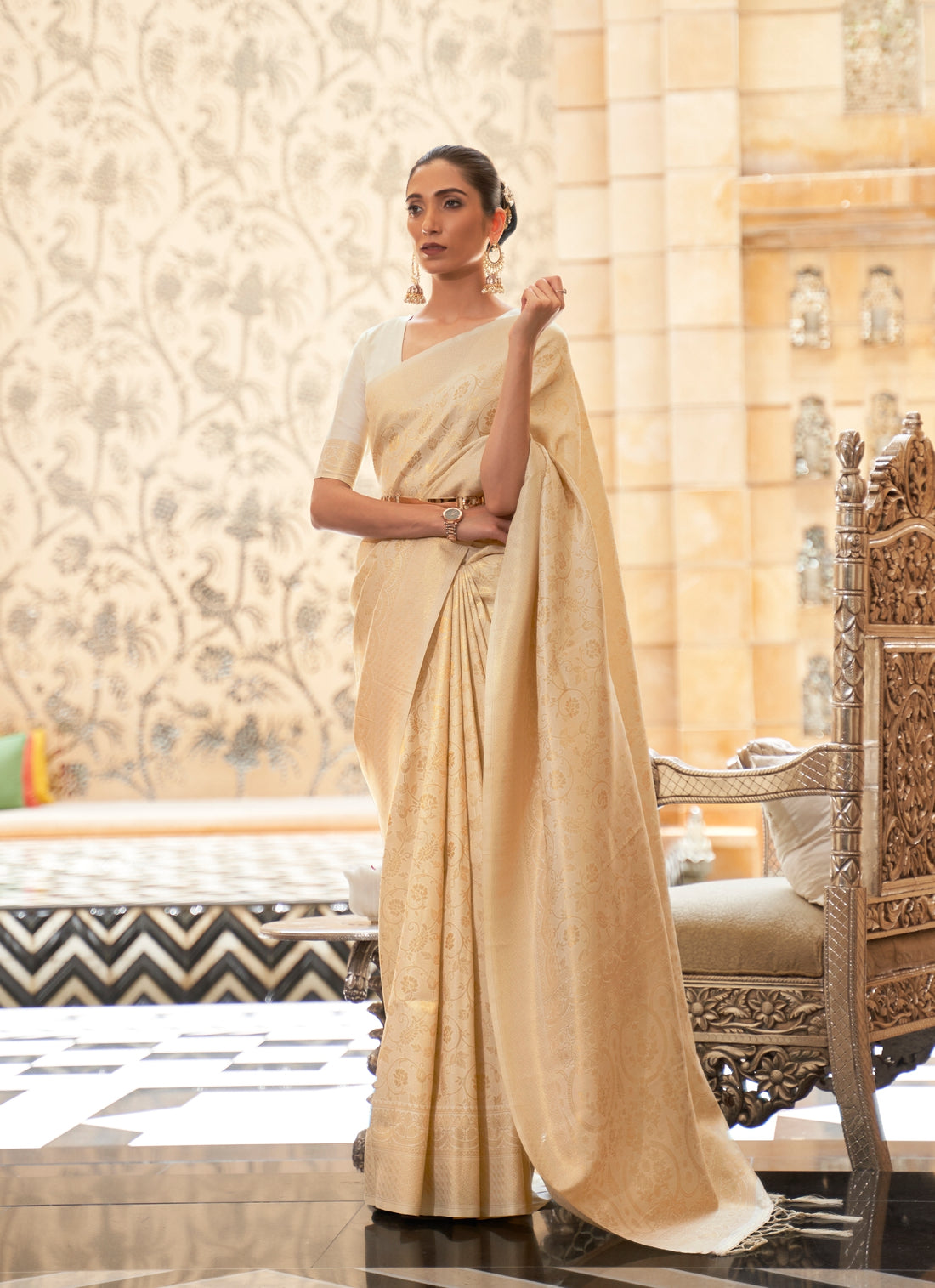 Golden Woven Kanjivaram Saree