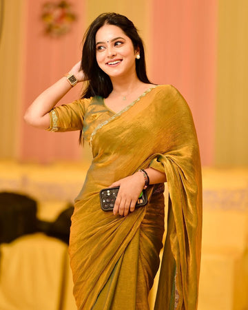 LUXURIOUS TWO-TONE FENDY CHIFFON SAREE
