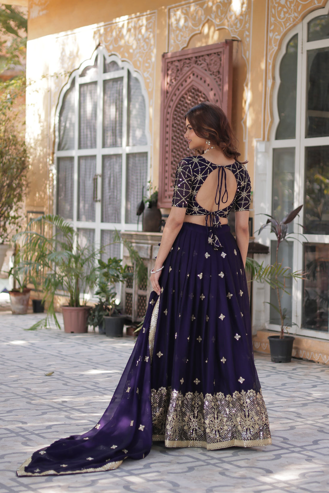 Designer Rangoli Silk Lehenga Choli with Sequins & Thread Embroidery and Dupatta