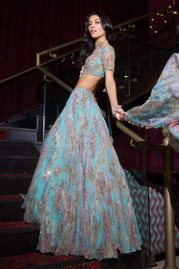 Sparkle Aqua Lehenga Choli