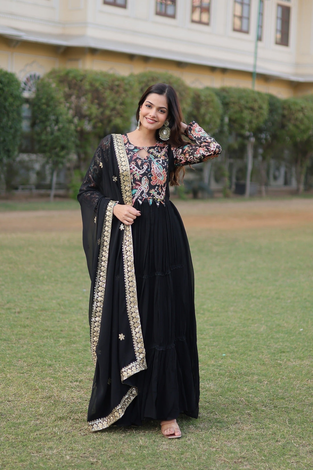 LIKSHA BLACK COLOUR PREMIUM READYMADE GOWN WITH DUPATTA SET-LC-1090