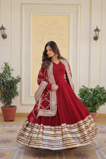 Anamika Designer Anarkali Suit Set-Full Stiched
