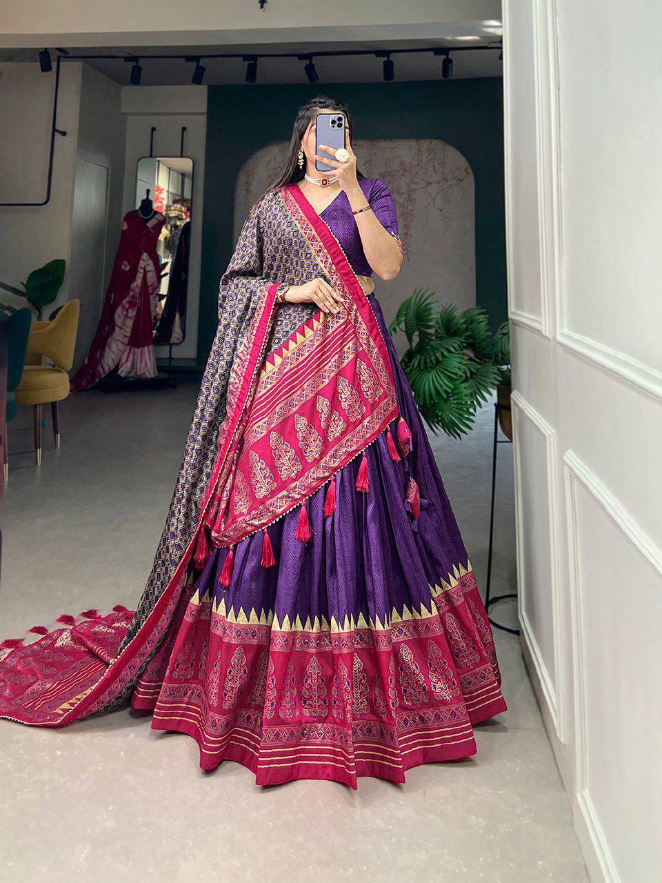 This ensemble is designed to make you stand out at weddings, festivities, and grand celebrations.