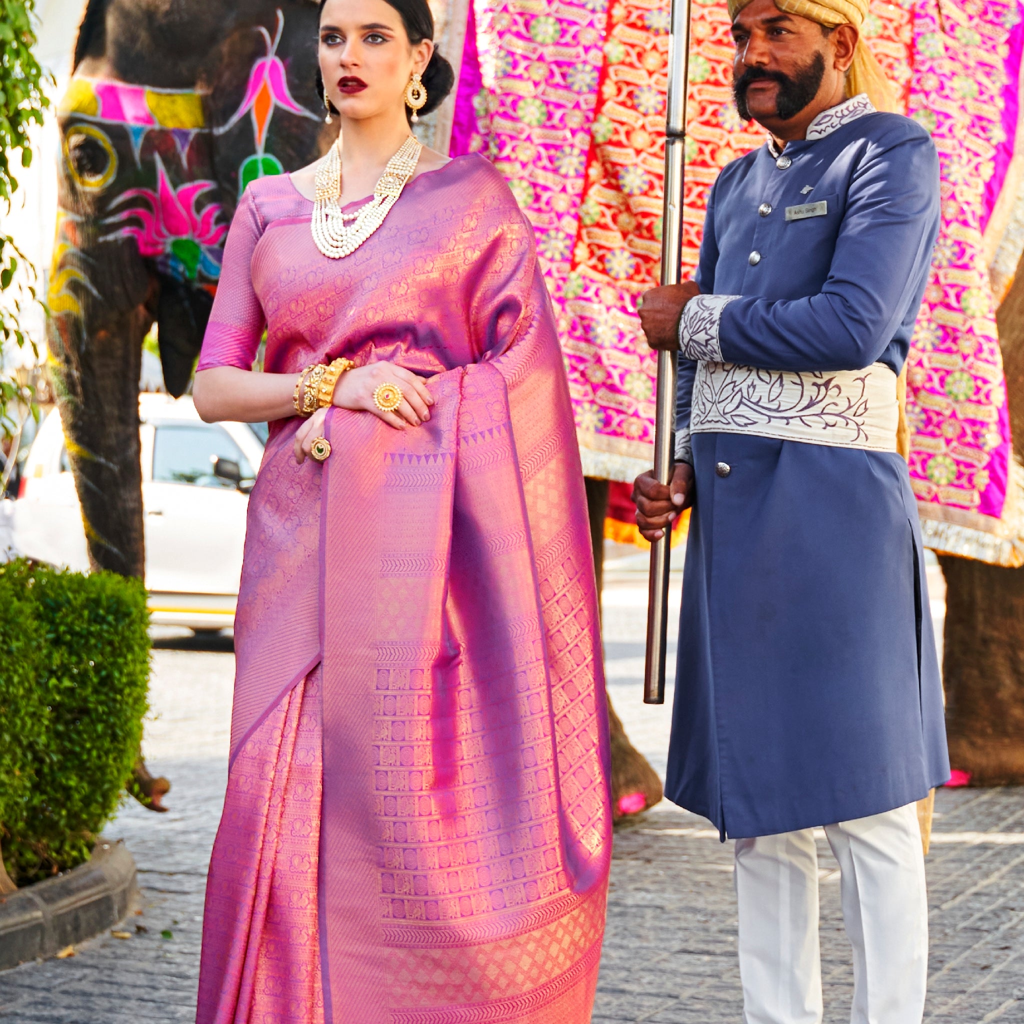 Royal Purple wine Woven Kanjivaram Saree