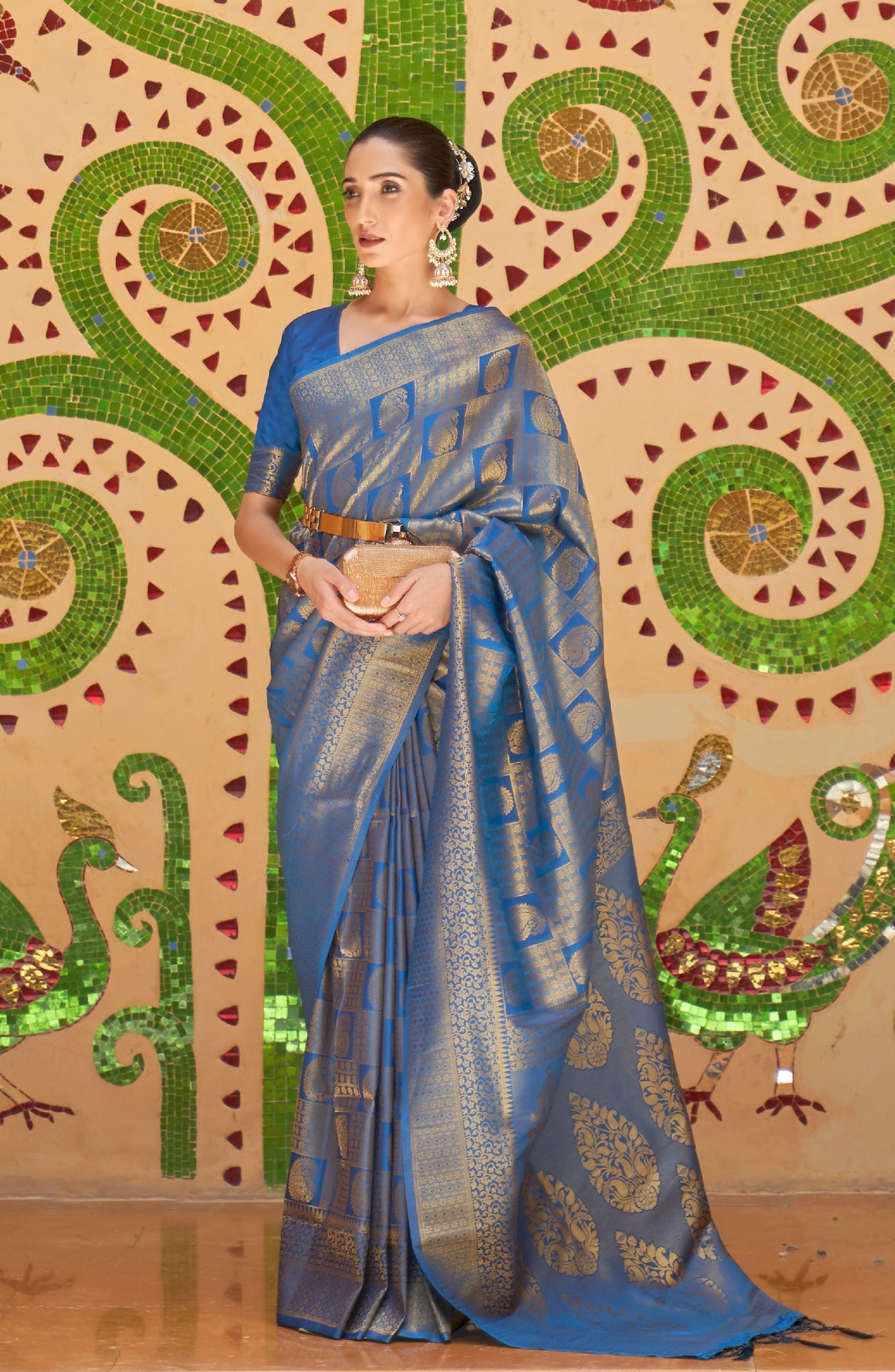 Royal Blue Woven Kanjivaram Saree