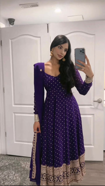 Upscale Purple Gown With Dupatta