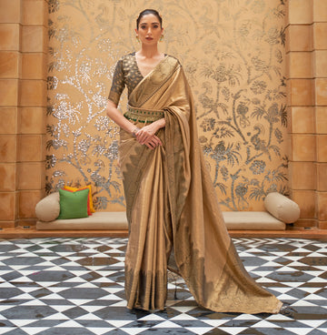Tanishka – Pure Golden Woven Kanjivaram Saree