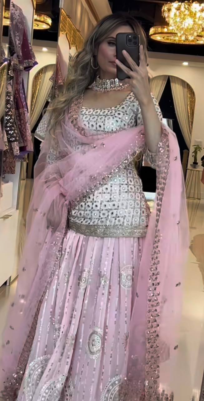 New Designer Faux Georgette Lehenga Choli with Butterfly Net Dupatta
