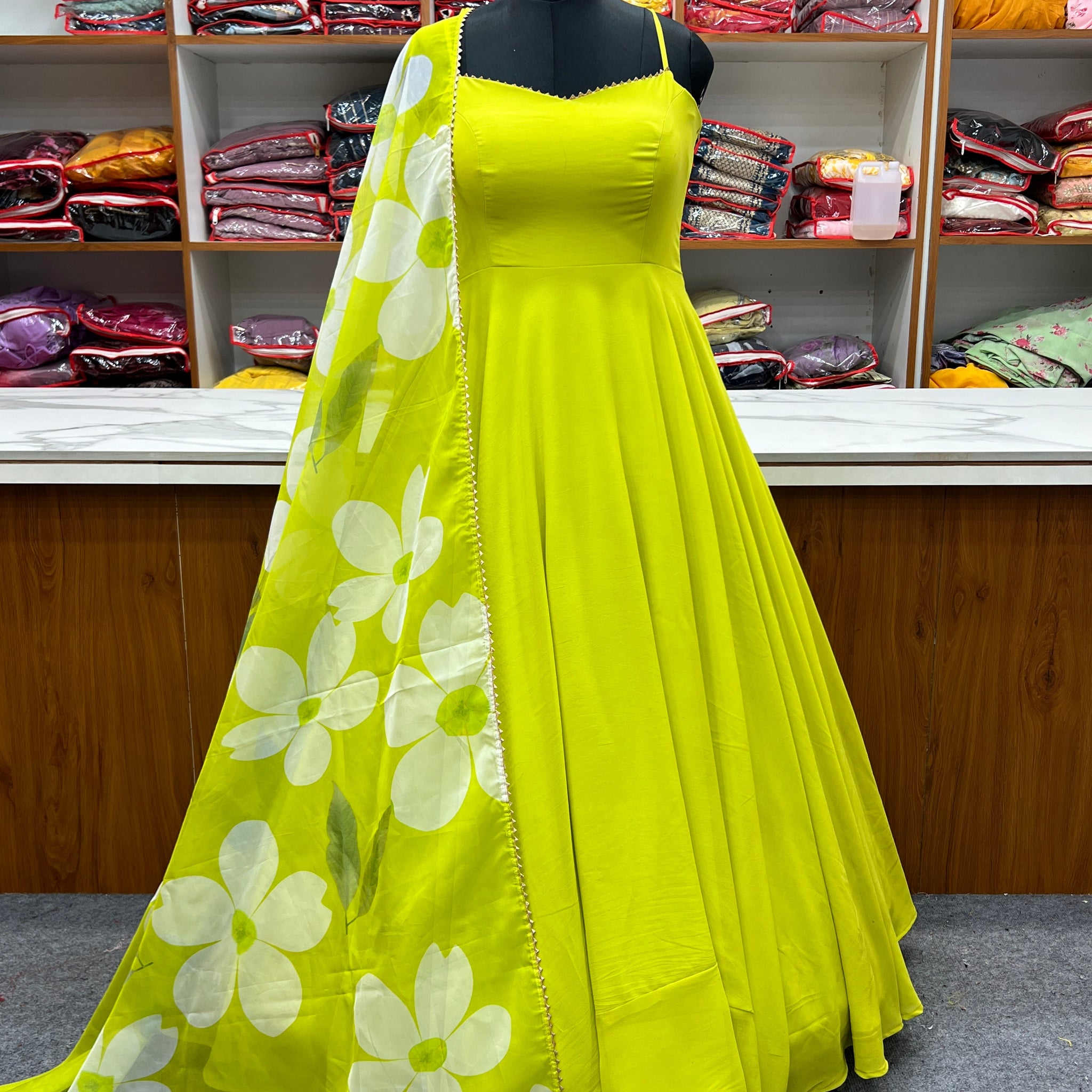 Chic Georgette Gown With Dupatta