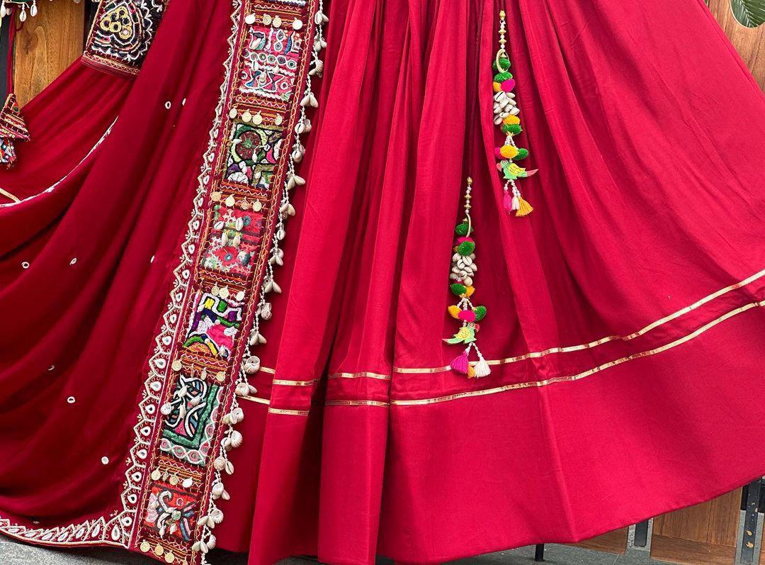 Crimson Elegance Navratri Lehenga With Store Images