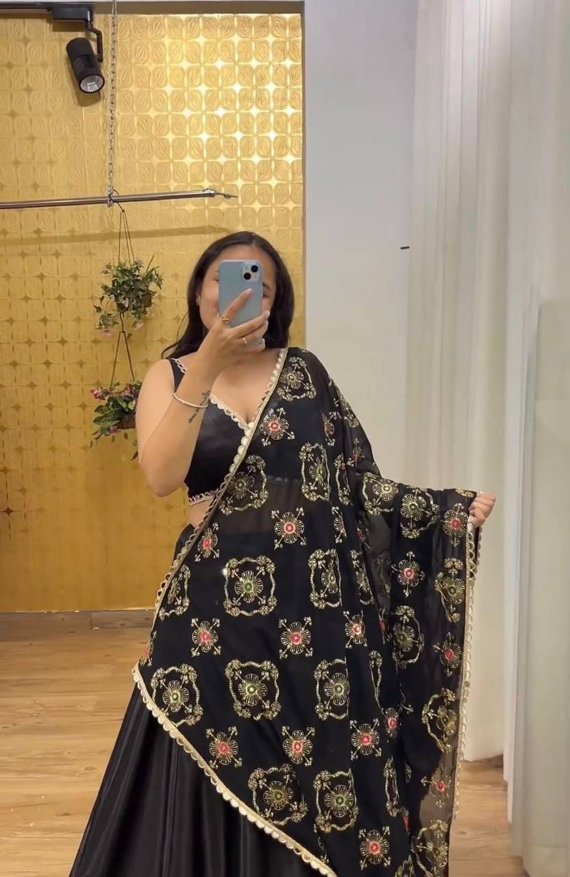 Midnight Black Garba Navratri Lehenga Choli