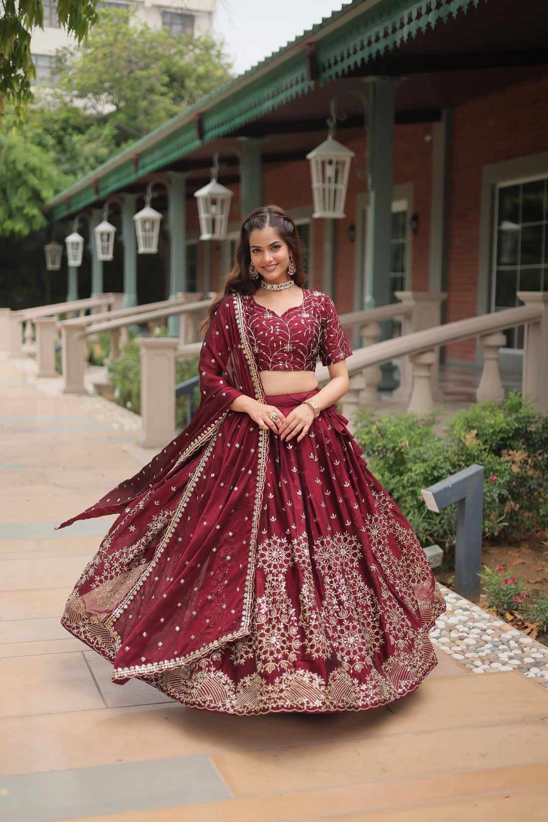 Designer Rangoli Silk Lehenga Choli with Sequins & Thread Embroidery and Dupatta