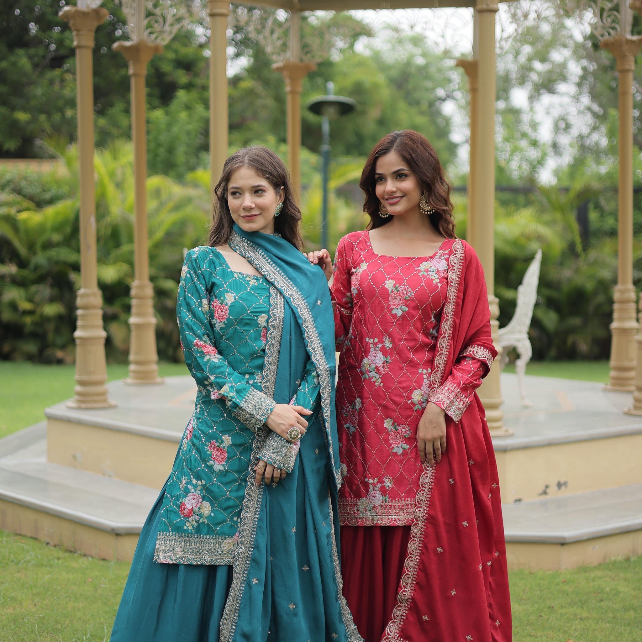 Chinnon Designer Kurti Set with Sequins & Thread Embroidery