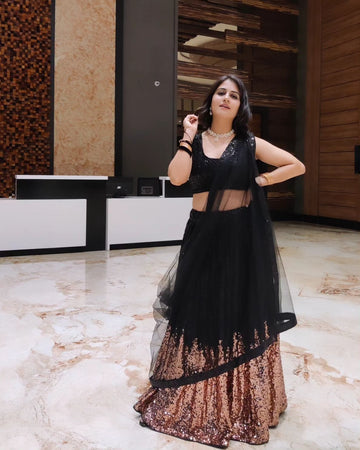 Midnight Gold Black Lehenga Choli