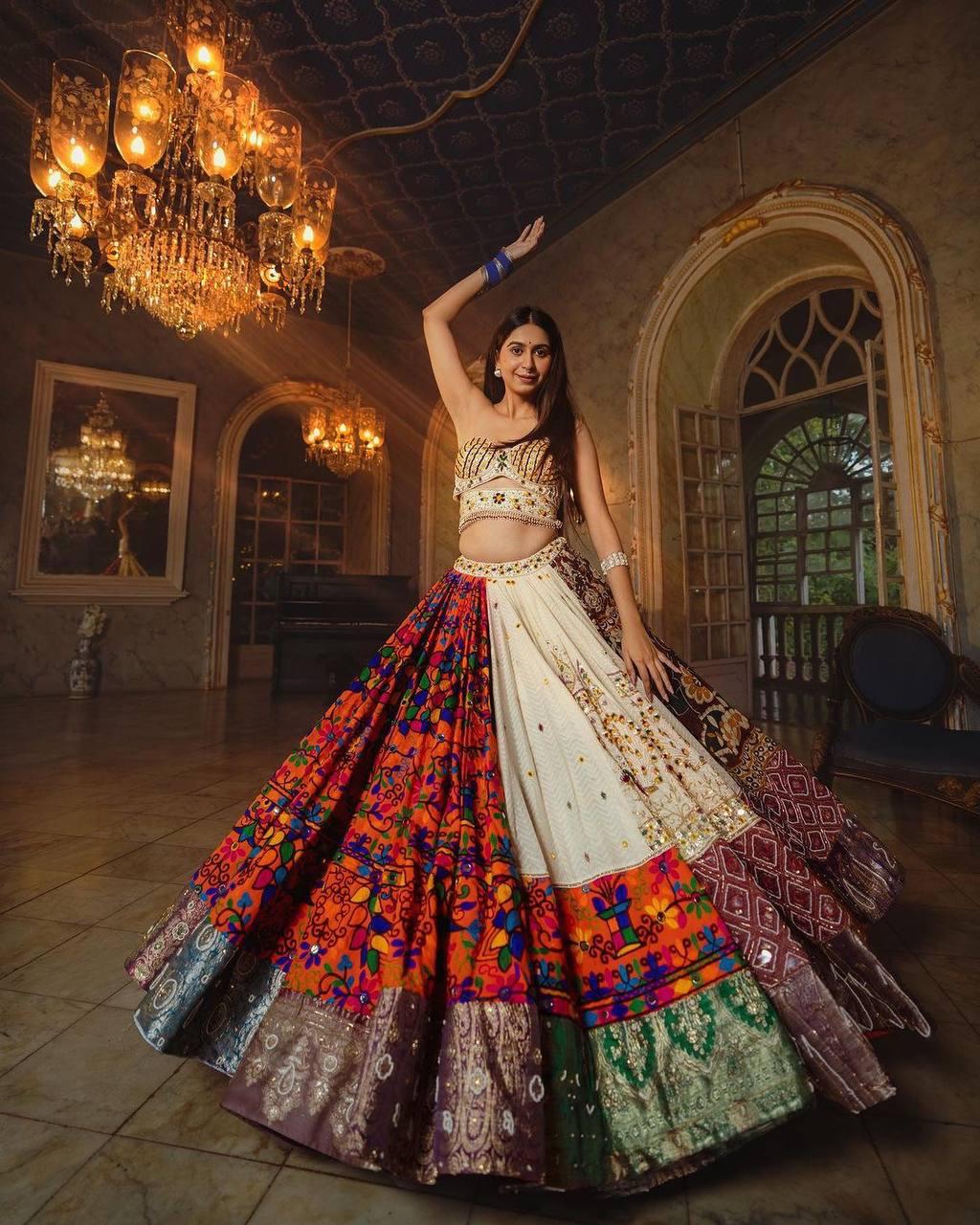 Vaani Multicolour Navratri Embroidered Lehenga
