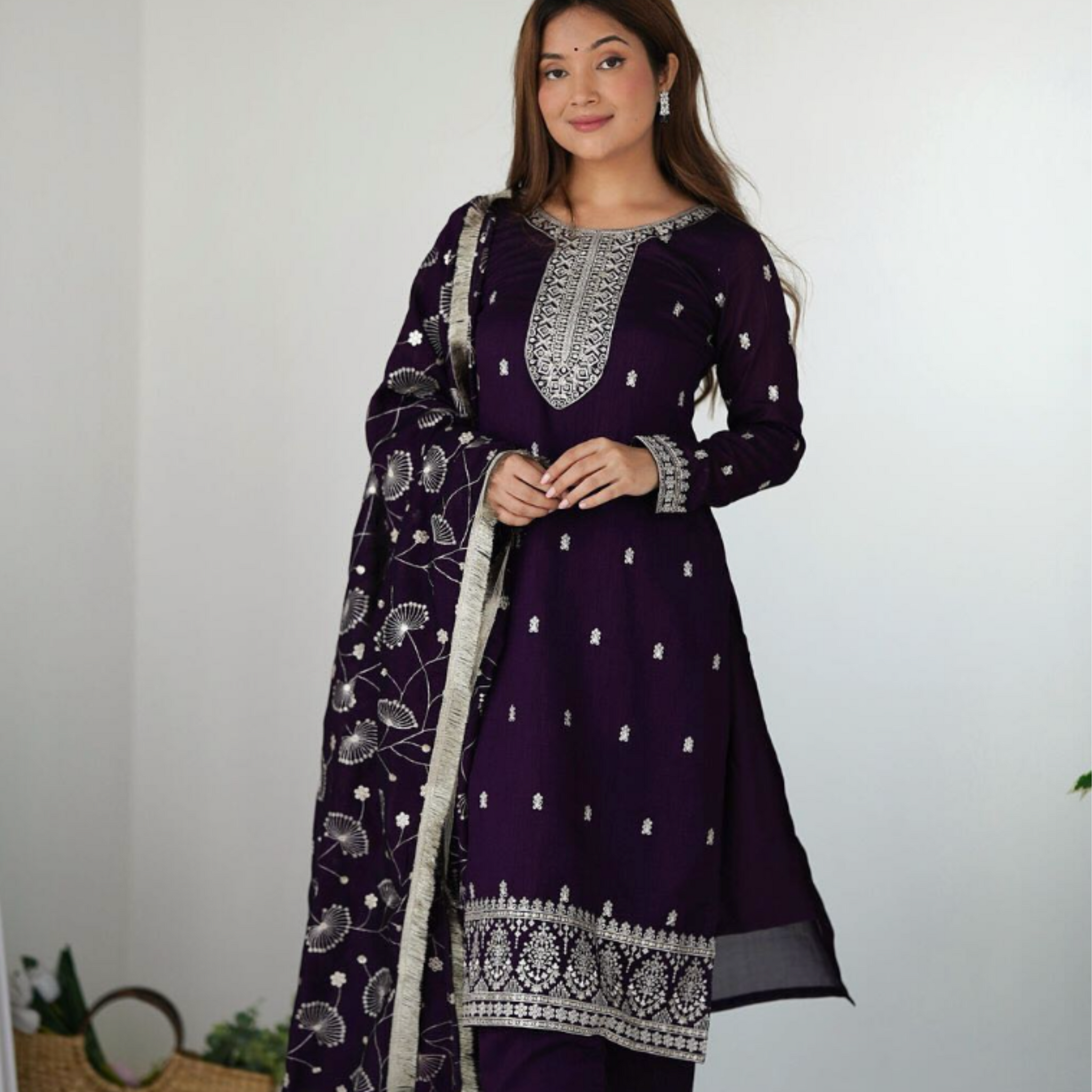Premium Designer Bright Colour Kurti-Pant-Dupatta Pair