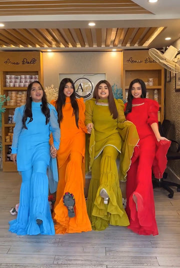 Multi Colour Designer Party Top Pallazo & Dupatta Set