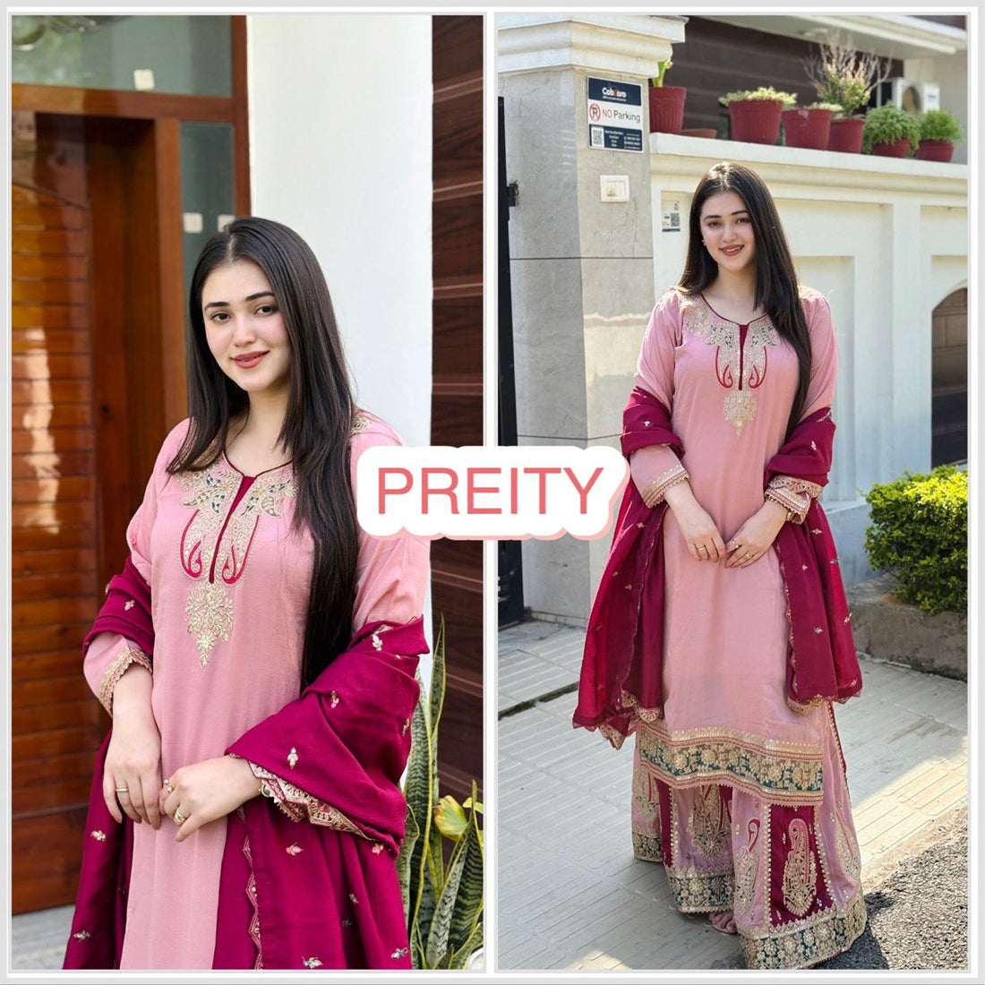 New Designer Party Top Pallazo & Dupatta Set