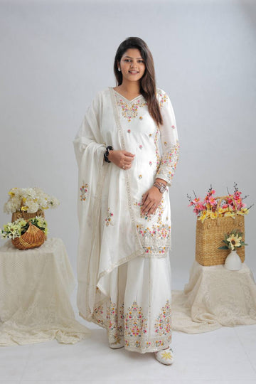 New Partywear White  Designer Partywear Sharara Set