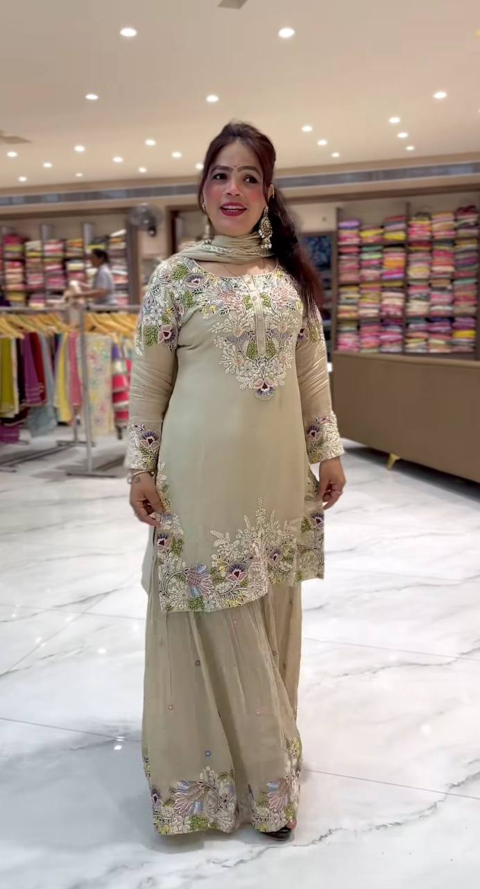 Launching New Designer Party Wear Look Top , Sharara Plazzo  and Dupatta