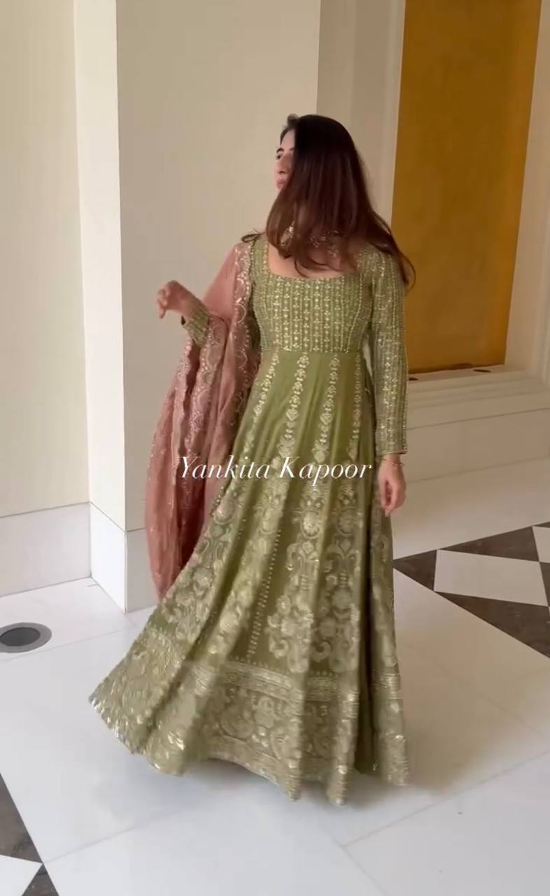 Launching Designer Party Wear Set – Side Cut Kurti with Sharara & Embroidery Work