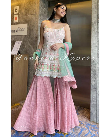 Subtle Pink Sharara Set