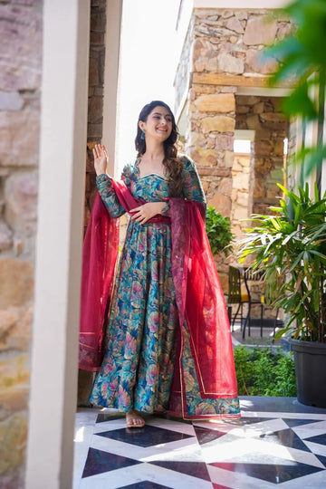 Nikita Digital Printed Anarkali Suit Set