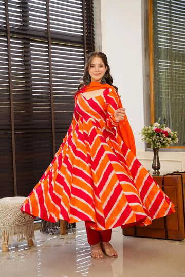 ORANGE LEHERIYA SUIT SET-TD-140